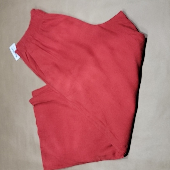 Old Navy Size S Deep Terracotta Elastic Waist Pull On Linen Blend Pants, NEW - Picture 5 of 14